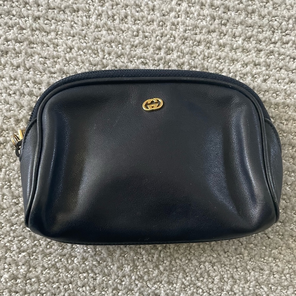 Gucci Navy Leather Pouch